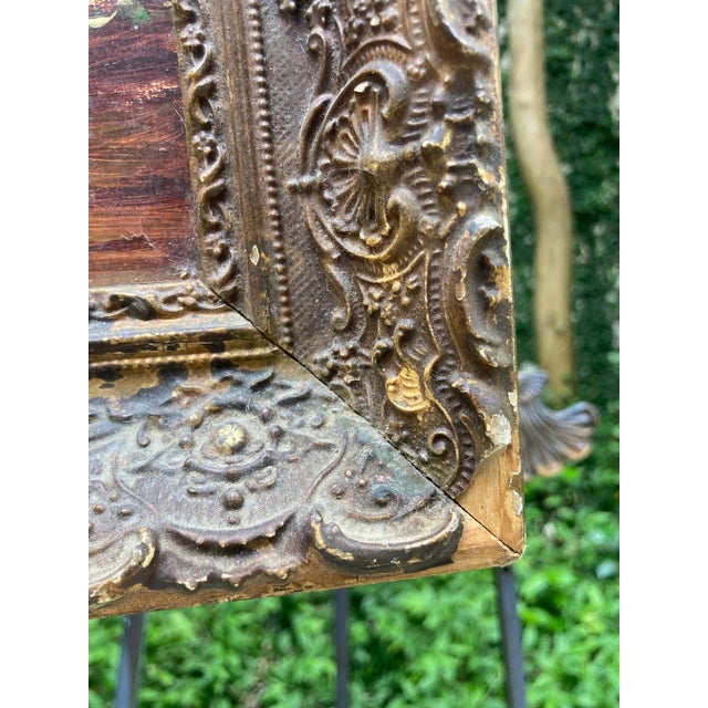 Large 1950s Dutch Interior Scene Figurative Oil Painting, Framed Mother and Child Kitchen Scene For Sale - Image 10 of 13