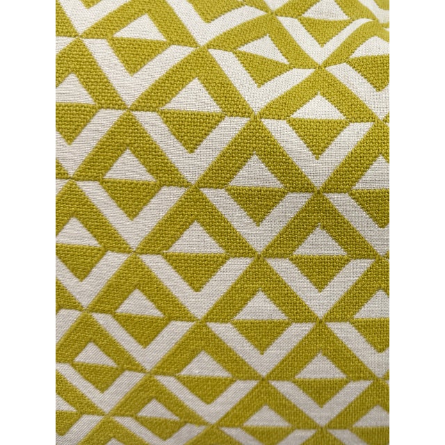 2020s Yellow Geometric Blue Cord Lumbar Pillow Pair For Sale - Image 5 of 8