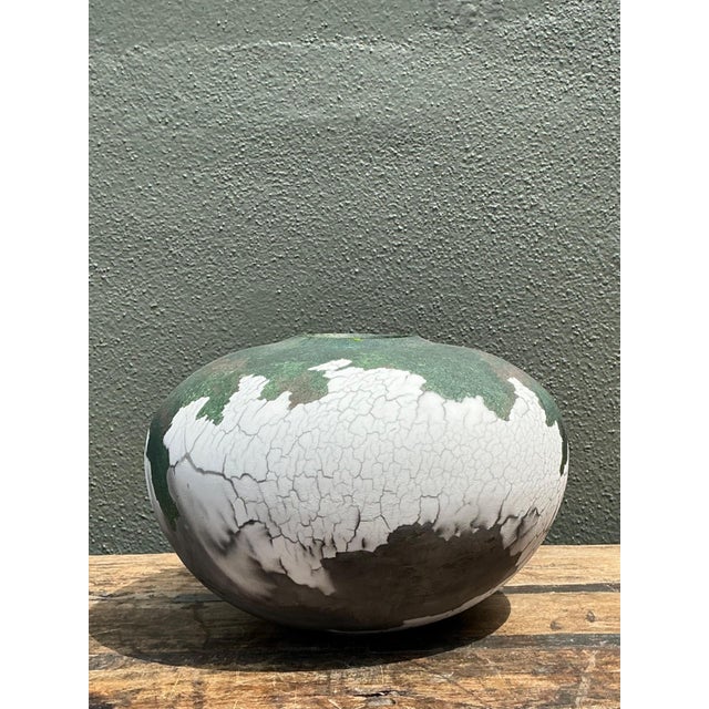 Ceramic Vintage Tony Evans Crackle Glaze Ceramic Vase For Sale - Image 7 of 12