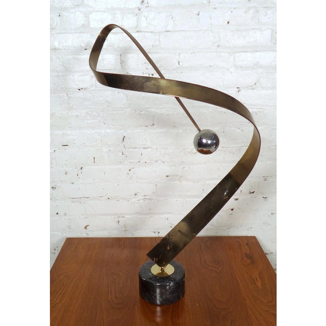 Brass Curtis Jeré Abstract Chrome & Brass Ribbon Sculpture For Sale - Image 8 of 10