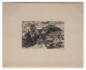 Mino Maccari, Landscape, Woodcut Print on Paper, Early 20th Century