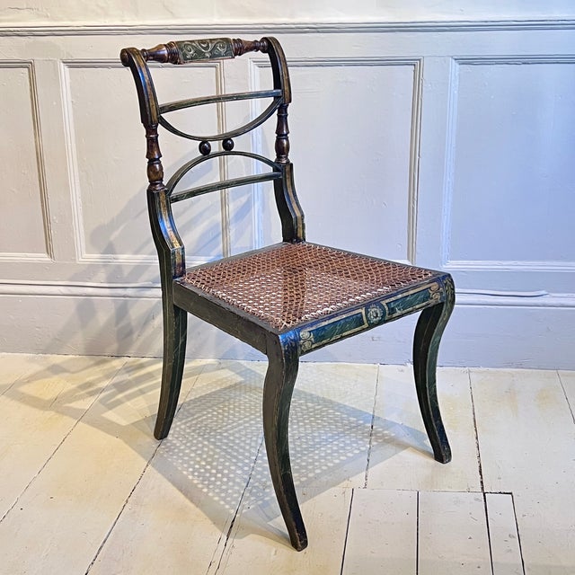 Hollywood Regency Regency Painted Cane-Seat Side Chairs, Set of 2 For Sale - Image 3 of 11