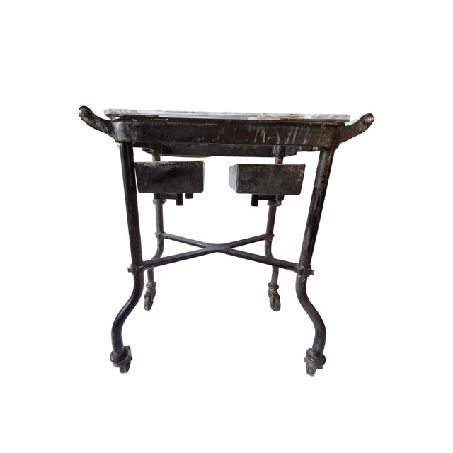 1940's Industrial Steel Welding Workstation Rolling Cart With Swing-Arm Bins For Sale - Image 15 of 15