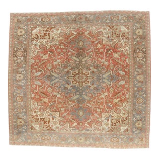 Antique Persian Heriz Rug, 11'07 X 11'01 For Sale