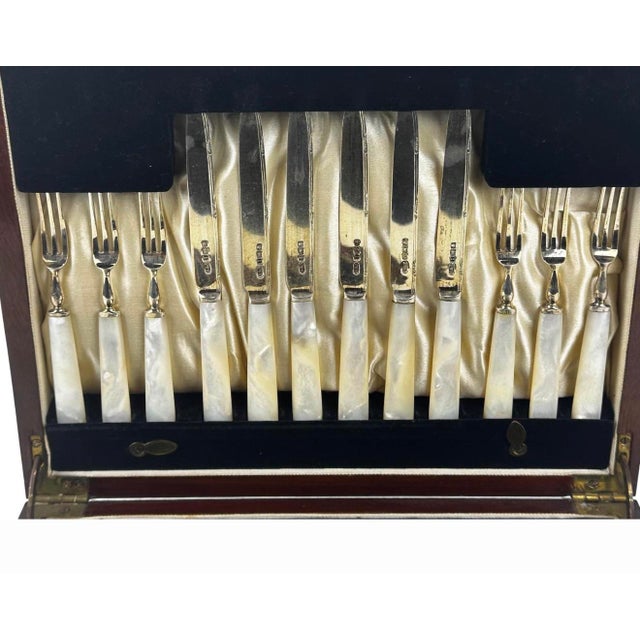 Antique Charles William Fletcher (CWF) Sheffield England dessert / fruit service set, twenty four piece lot. Comprising...