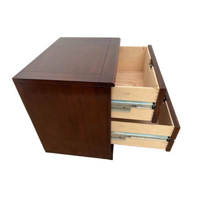 Wood 1980s Lateral File Cabinet, Two Locking Drawers Keys, Desk Height Banded Mahogany For Sale - Image 7 of 11