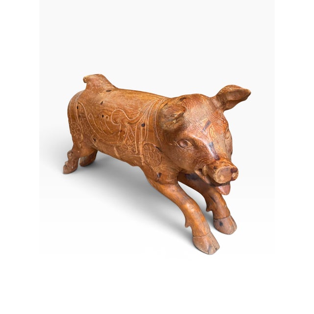 Antique American Folk Art Pig Sculpture.