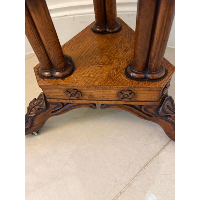 Antique Regency Pollard Oak Lamp Table with Lift Top and Carved Base, 1830s For Sale - Image 14 of 15