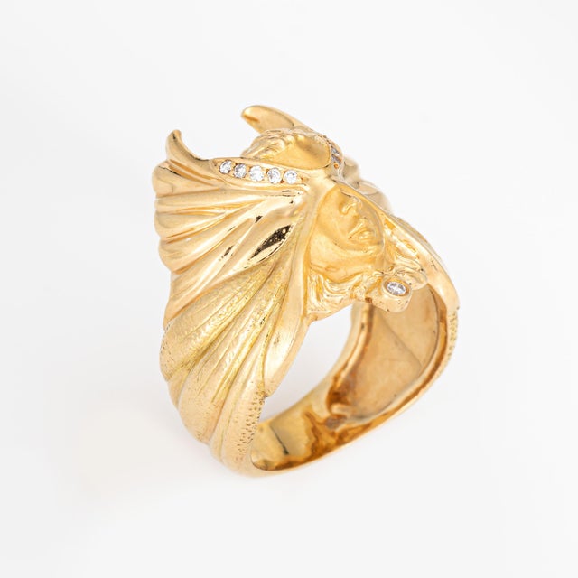 Modern Mid 20th Century Carrera Y Carrera Masked Angel Ring Diamond 18k Gold Sz 6.75 Signed Jewelry For Sale - Image 3 of 7