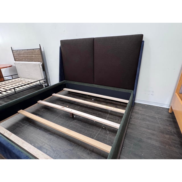 Eastern King Sapphire + Emerald Velvet Bed Frame, Custom For Sale - Image 11 of 12