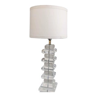 1970s Karl Springer Style Lucite Table Lamp For Sale
