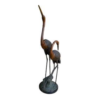 1990s Fabulous 5’ Bronze Crane Pair For Sale