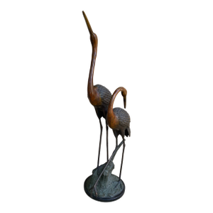 1990s Fabulous 5’ Bronze Crane Pair