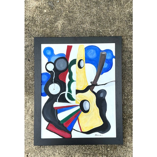 White Vintage Abstract Painting on Canvas For Sale - Image 8 of 12