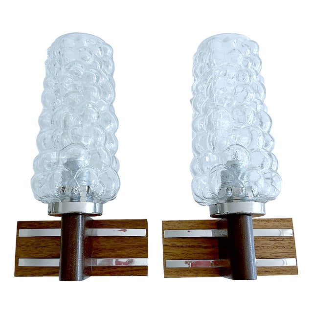 Vintage Bubble Glass Sconces, 1960s, Set of 2 For Sale