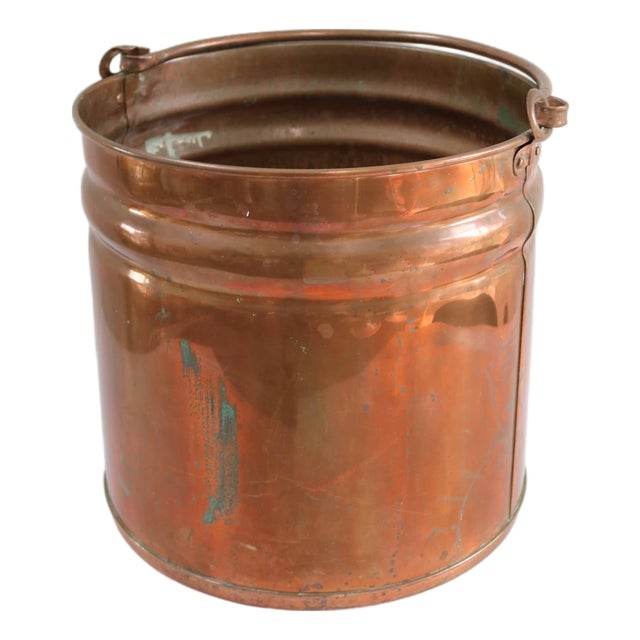 Large Danish Copper Bucket Plant Pot, 1960s For Sale