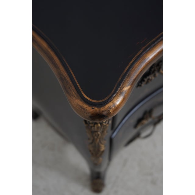 Black Harden Black Lacquer Chinoiserie Bombe Commode For Sale - Image 8 of 18