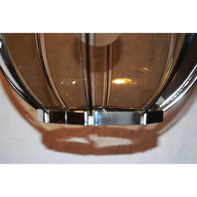 Glass Mid-Century Octagonal Smoked Glass and Chrome Globe Pendant Light, 1960s For Sale - Image 7 of 13