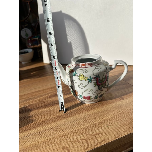 1970s Asian Ceramic Floral Teapot With Butterfly Accents For Sale - Image 4 of 10