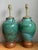 Wood Vintage Green Glazed Ceramic Table Lamps - Pair For Sale - Image 7 of 12