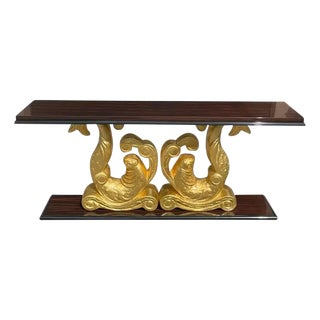 French Art Deco Macassar Ebony Giltwood Console Table 1930s For Sale