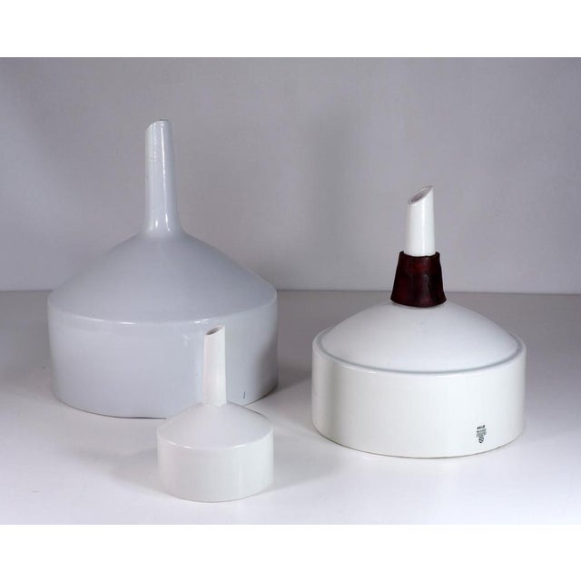 White Ceramic Laboratory Funnels, Germany, 1930s, Set of 3 For Sale - Image 11 of 11