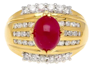 1990s Gia Cert. 3.93 Carat No Heat Ruby & Diamond Vintage Cocktail Ring, Size 7