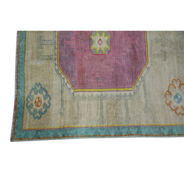Traditional 1960s Colorful Geometric Design Handwoven Wool Vintage Turkish Runner 3' X 12'3" For Sale - Image 3 of 6