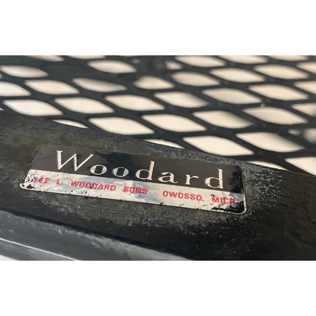 Vintage Woodard Briarwood Collection Four Barrel Cantilever/Rocker Wrought Iron Chairs and table. The table measures 41...