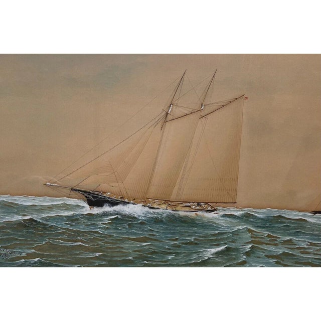 Late 19th Century Antique C Mcknight Smith 1896 America's Cup Sailboat Racing Sailing Painting For Sale - Image 5 of 11