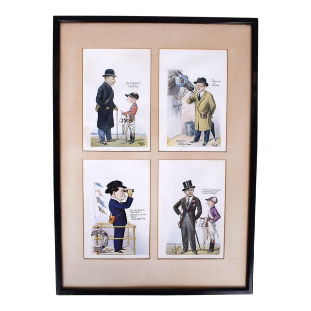 A Set of Four (4) 1930’s Horseracing & Turf Personalities Caricature Prints For Sale