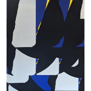 Emmanuel Araujo "Bourges" Contemporary Blue, Yellow & Black Geometric Abstract Painting, 2018 For Sale