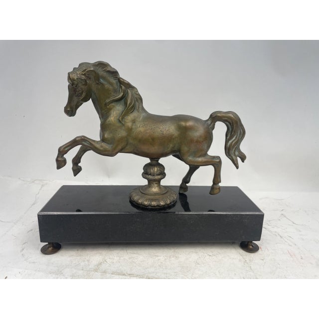 Antique Bronze Horse with Marble Granite Base, 1920s For Sale - Image 4 of 11