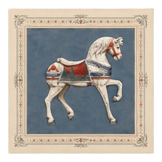 Atelier Aria Lumae Antique Americana Carousel Horse Fine Art Gallery Board Print With Integrated Decorative Border Design 24 X 24 For Sale