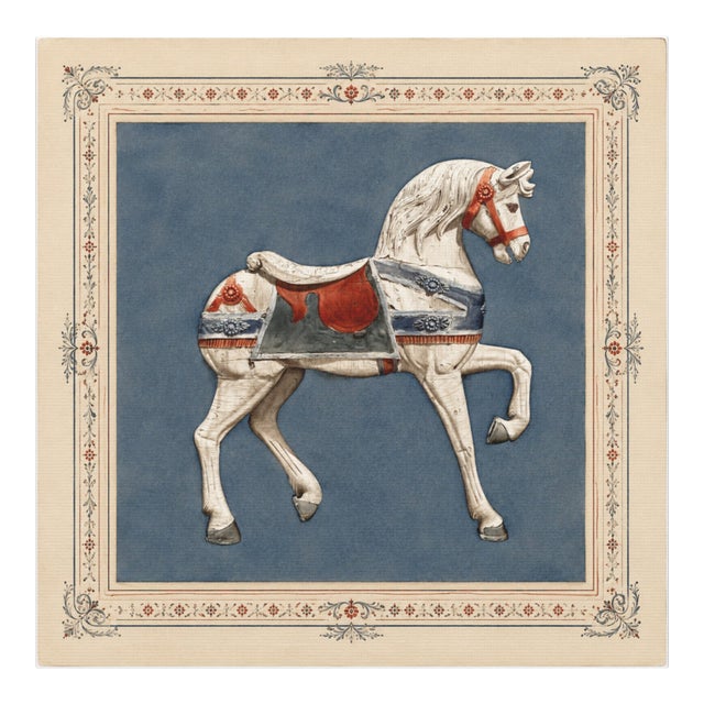 Atelier Aria Lumae Antique Americana Carousel Horse Fine Art Gallery Board Print With Integrated Decorative Border Design 24 X 24 For Sale