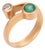 Vintage Old European Cut Diamond Emerald 18k Rose Gold Toi Et Moi Ring, Size 5.5 For Sale