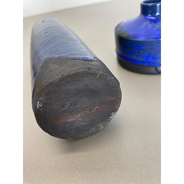 Blue Ceramic Studio Vase from Gerhard Liebenthron, Germany, 1970s, Set of 2 For Sale - Image 15 of 18