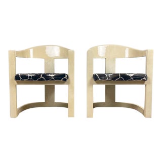 Karl Springer Onassis Goatskin Chairs - a Pair For Sale