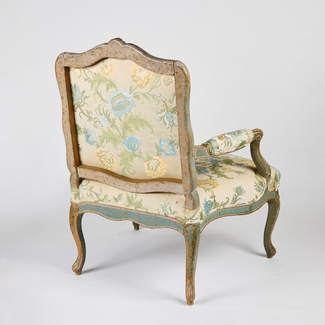 18th Century Painted French Armchair in Coraggio Fabric For Sale In Los Angeles - Image 6 of 10