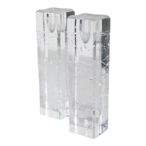 Timo Sarpaneva for Ittala Archipelago Glass Candlesticks Made in Finland C 1970's