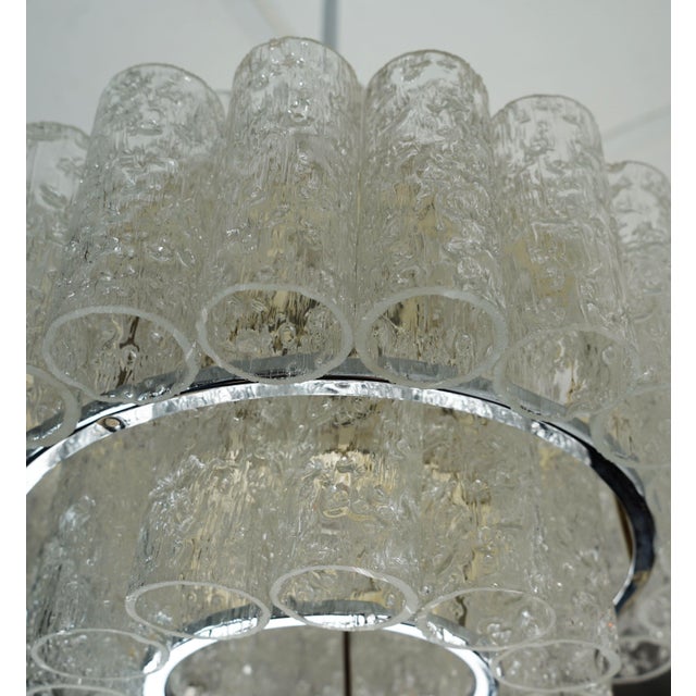 Mid-Century Ice Glass 3-Tier Chandelier with 45 Glass Tubes from Doria Leuchten, 1960s For Sale - Image 14 of 17