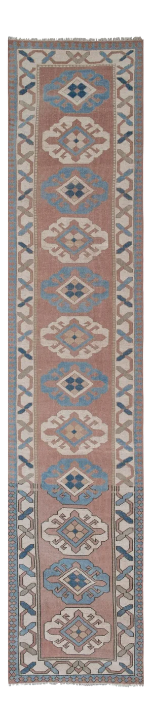 Vintage Anatolian Oushak Kars Runner 2'7" X 12'6"