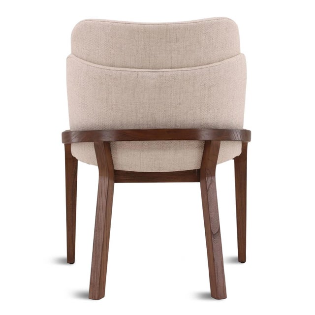 Walnut Linen Ellery Dining Chair For Sale - Image 4 of 6