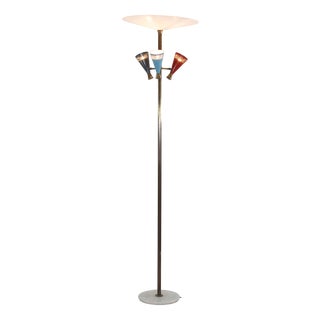 Italian Floor Lamp with Lacquered Aluminum, 1950s For Sale
