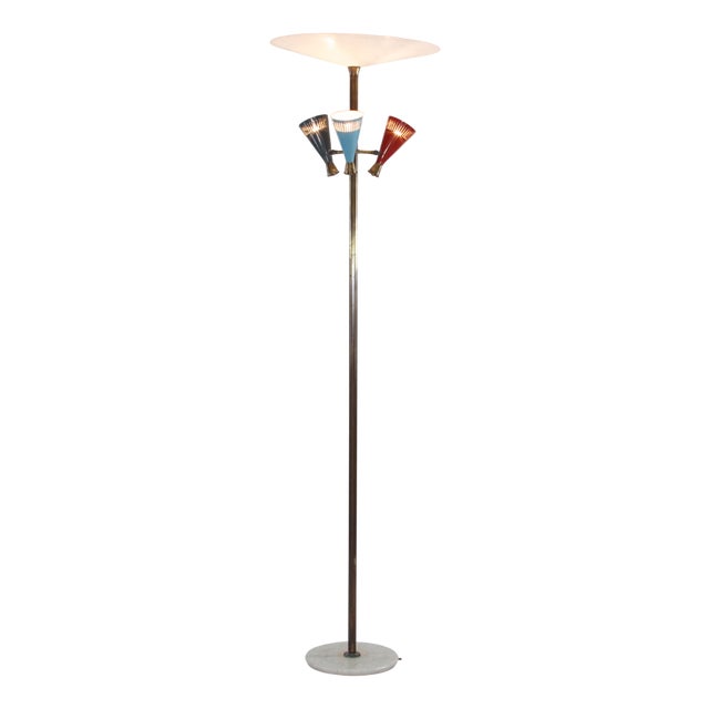 Italian Floor Lamp with Lacquered Aluminum, 1950s For Sale