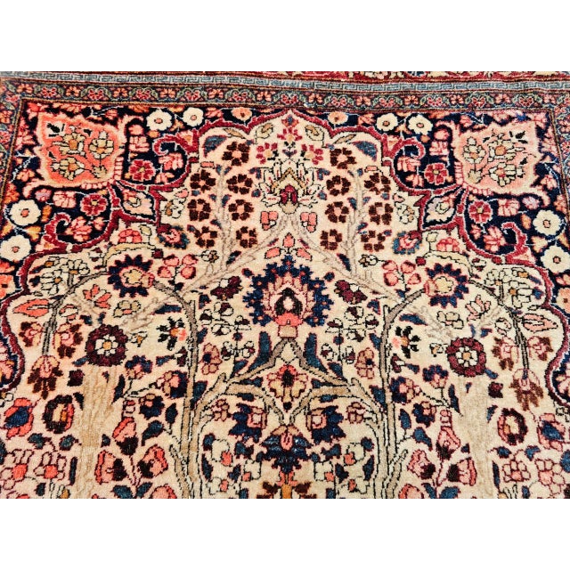 Antique Persian Kashan Rug, Hand-Knotted Wool, Tree of Life Design, Ivory & Burgundy, 4x7 For Sale - Image 11 of 15