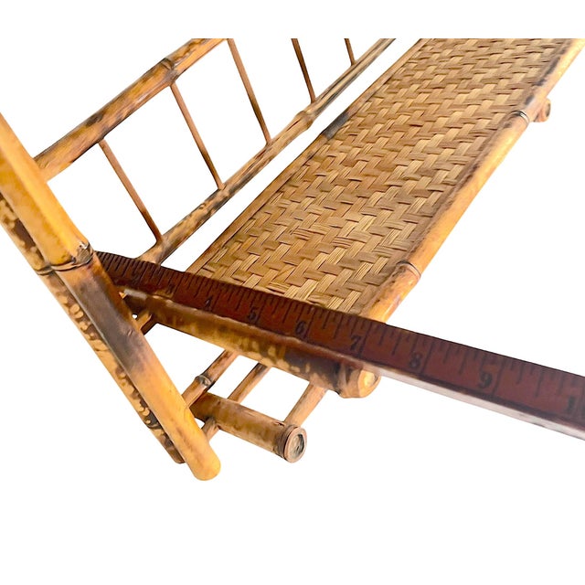 Wood Vintage Burnt Bamboo Wall Shelf With Towel Rack in the French Colonial Style For Sale - Image 7 of 8