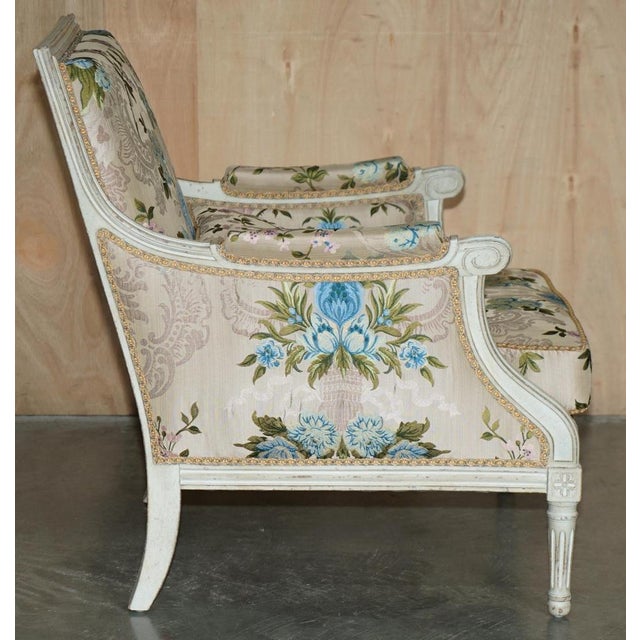 Antique French Charles-Emile Moinat Silk Floral Upholstered Armchairs, Set of 2 For Sale - Image 10 of 18