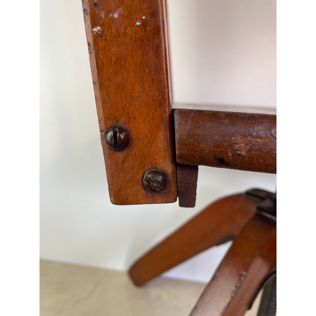 Wood Early 20th Century Rustic Industrial Swivel Child's Chair, Hardwood & Cast Iron School Chair For Sale - Image 7 of 10