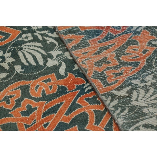 Orange Vintage Hereke Rug in Blue With Orange Arabesque Medallions | Rug & Kilim For Sale - Image 8 of 8